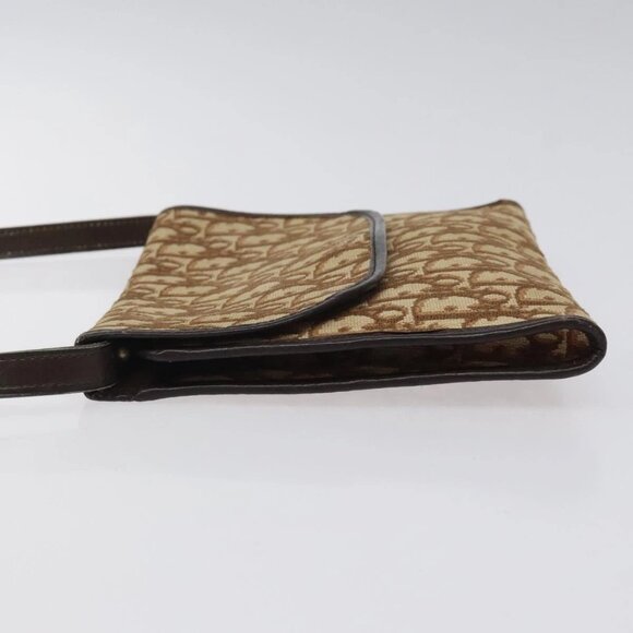 Christian Dior Trotter Canvas Shoulder Bag Brown Gold Auth - Picture 11 of 16